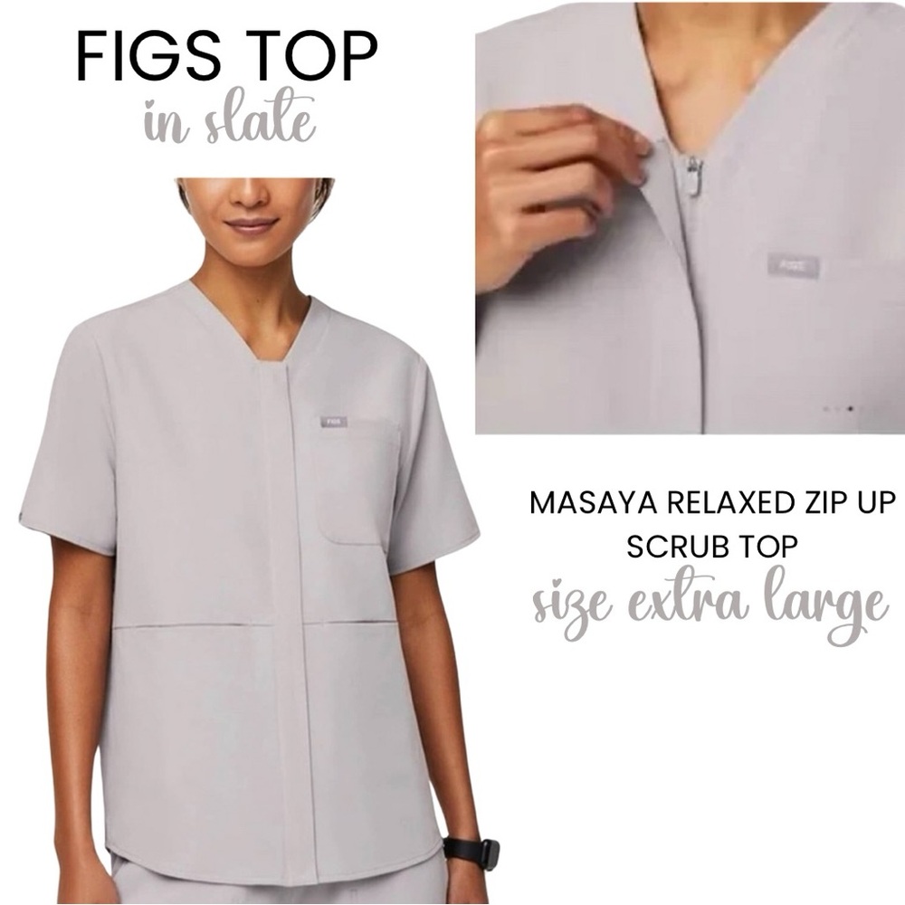 FIGS Limited Edition Women’s Masaya Relaxed Fit Scrub Top Size XL Slate EUC